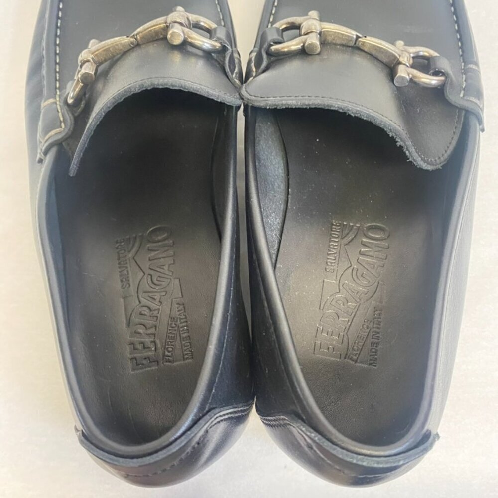 Salvatore Ferragamo Horse Bit Loafers Black Leather Drivers - Picture 12 of 15